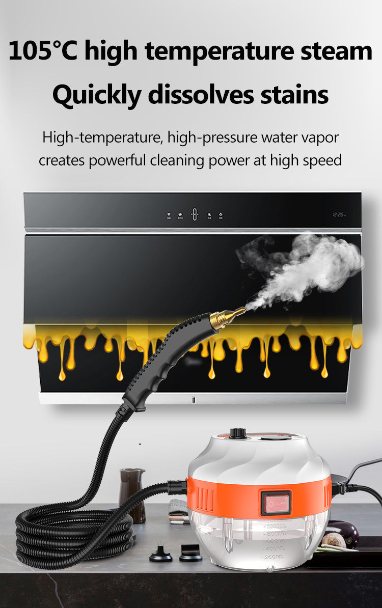 Eco-friendly 2800W high-pressure steam cleaner; powerful chemical-free household cleaner for every room.