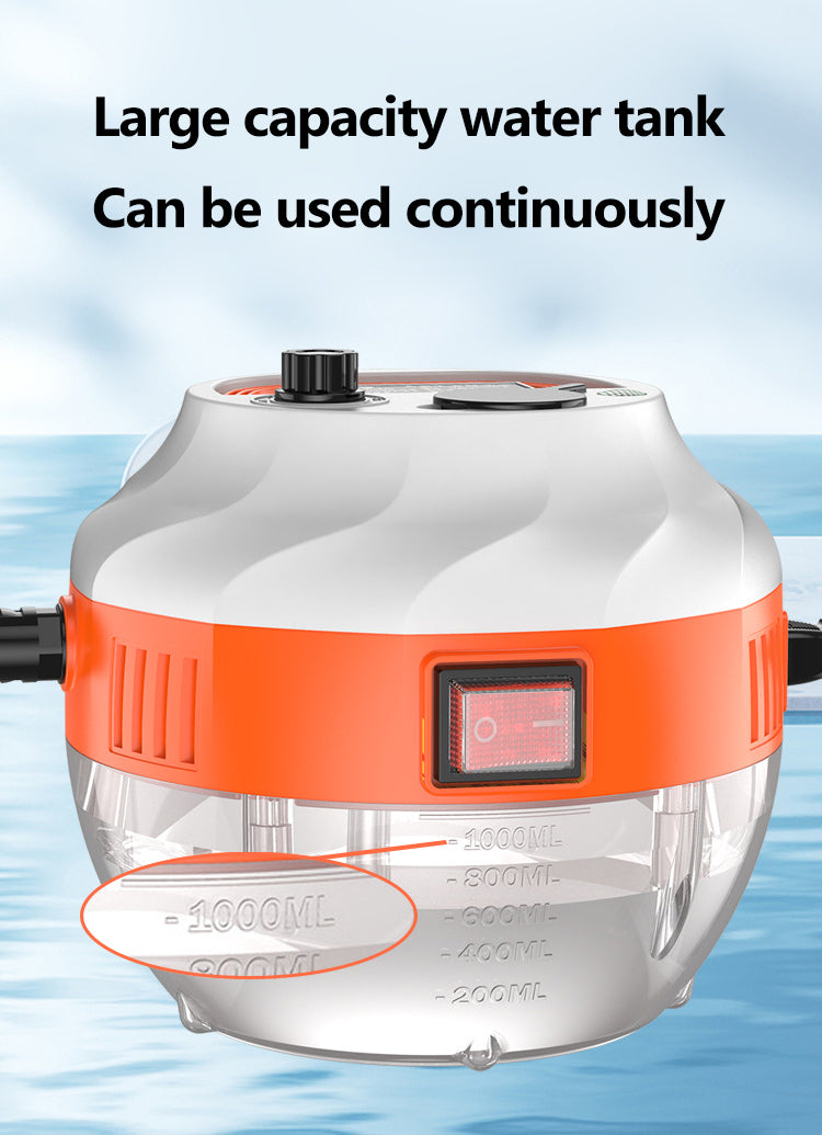 Compact 2800W high-pressure steam cleaner with attachments for complete household & car cleaning.