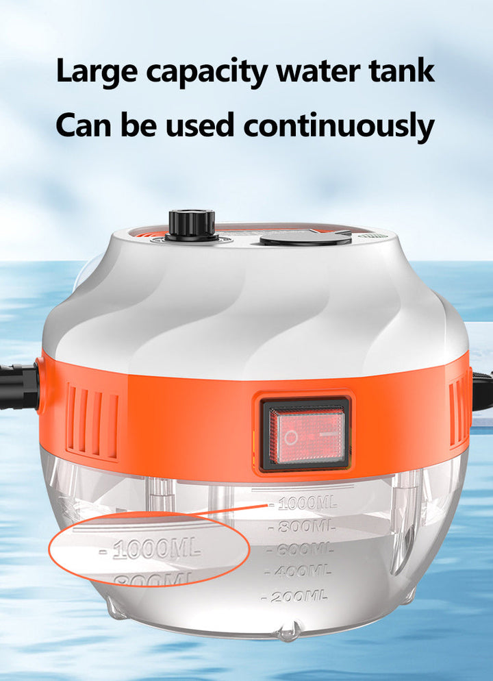 Compact 2800W high-pressure steam cleaner with attachments for complete household & car cleaning.
