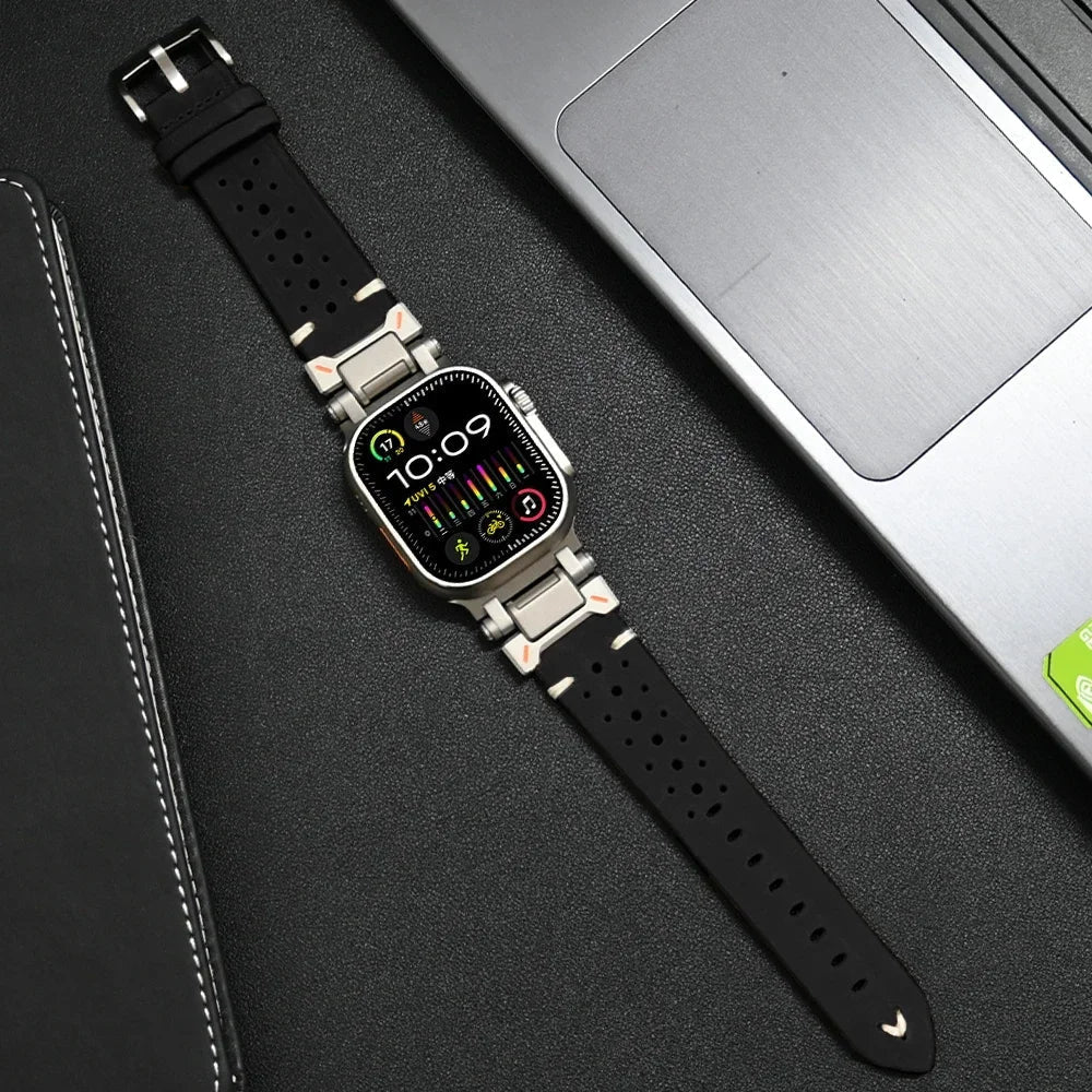 Durable genuine leather smartwatch wristband, a premium & stylish unisex watch accessory.