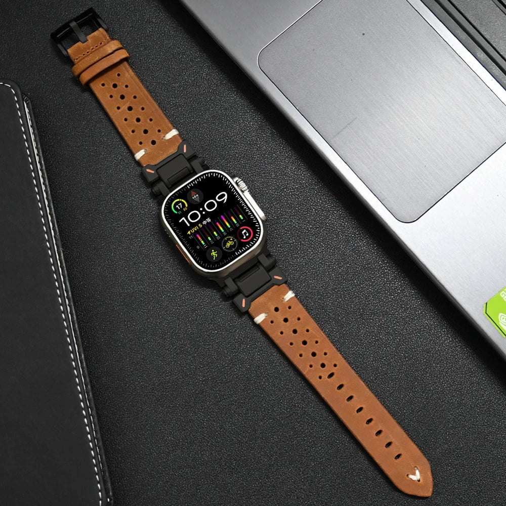 Modern design premium leather smartwatch strap, a durable unisex replacement watchband.