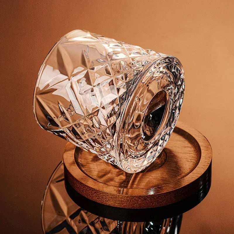 Crystal whiskey glass set displayed on a dark surface, highlighting its premium quality and design.