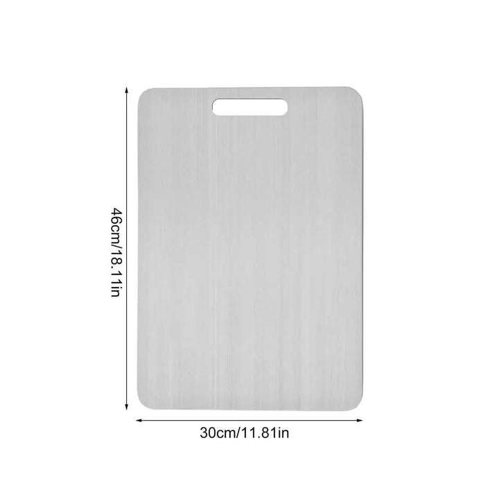 High-quality stainless steel cutting board for superior hygienic food prep. An odor-neutral, dishwasher-safe kitchen essential.