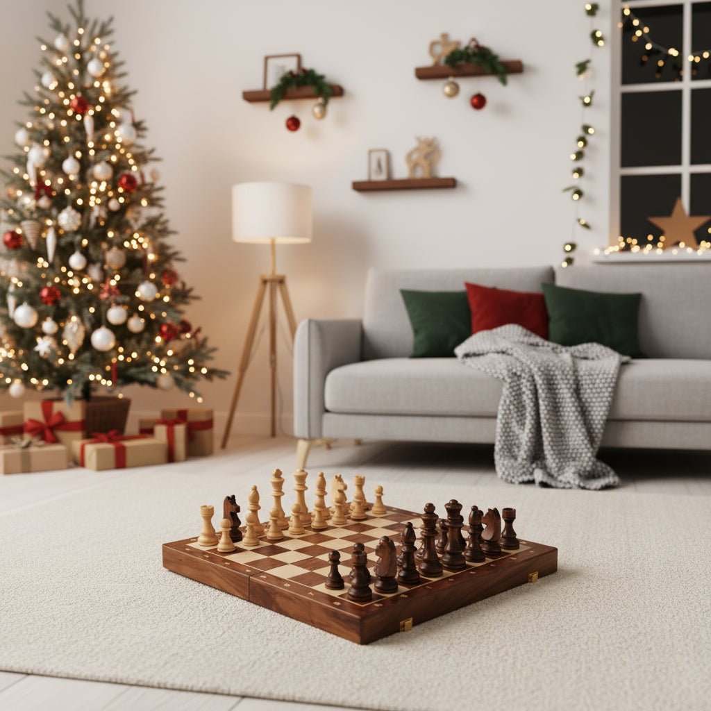 Elegant premium wooden chess set, a perfect gift for adults & kids, with a beautiful walnut board.