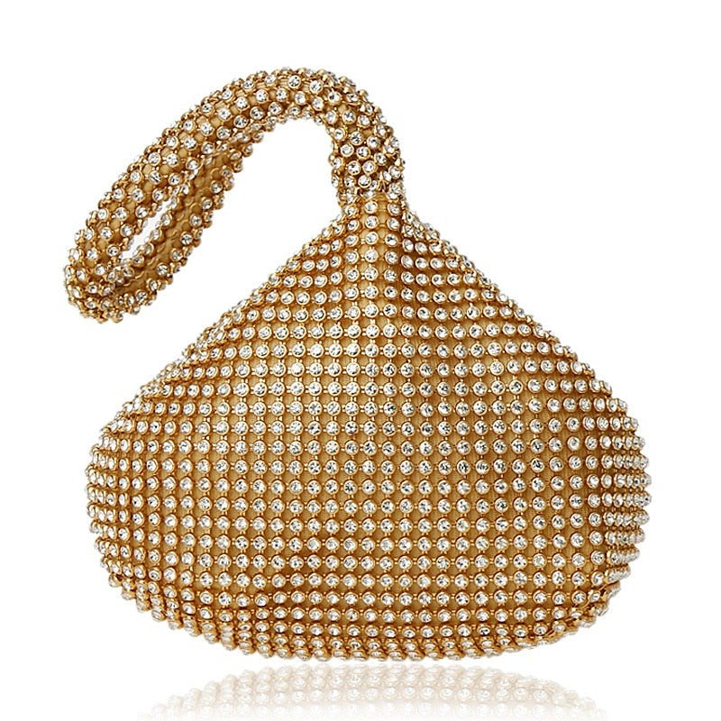 Gold Mini Shoulder Bag for women. Elegant Chicago style purse, ideal chic accessory for any occasion.