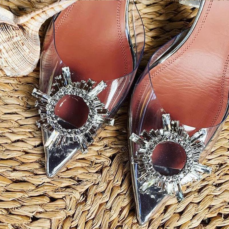 Women's glamorous clear crystal dress heels, ideal for parties & special events, with an elegant pointed toe.