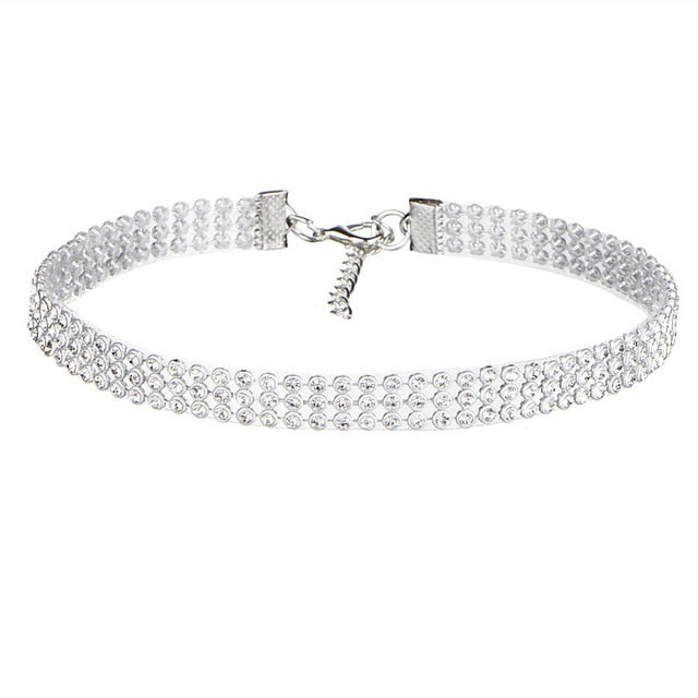 Women's sparkling crystal rhinestone choker. Elegant fashion statement necklace.