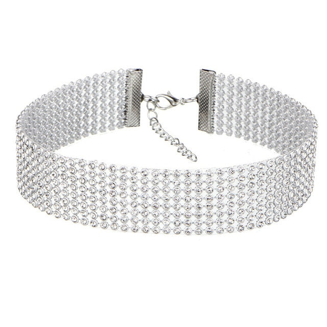 Shimmering women's rhinestone choker necklace. Crystal fashion jewelry for a dazzling, elegant look.