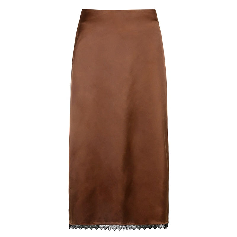 Long, flowing women's maxi skirt in an aesthetic style. Great for spring, summer, and fall fashion.