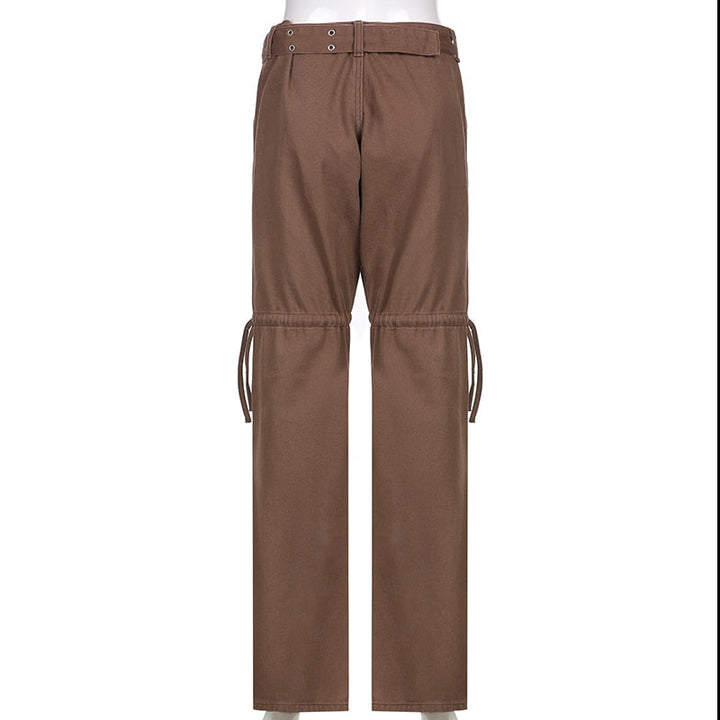 Fashionable women's bottoms: aesthetic jeans with statement sashes. Great for casual & grunge outfits.