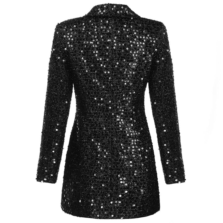 Sparkling women's fashion blazer. A chic glitter jacket, ideal for evening events, parties, or a dazzling statement look.