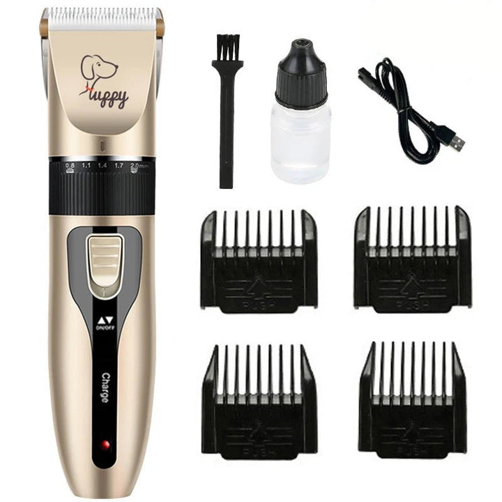 Professional cordless electric pet trimmer kit for quiet dog and cat grooming with ceramic blade