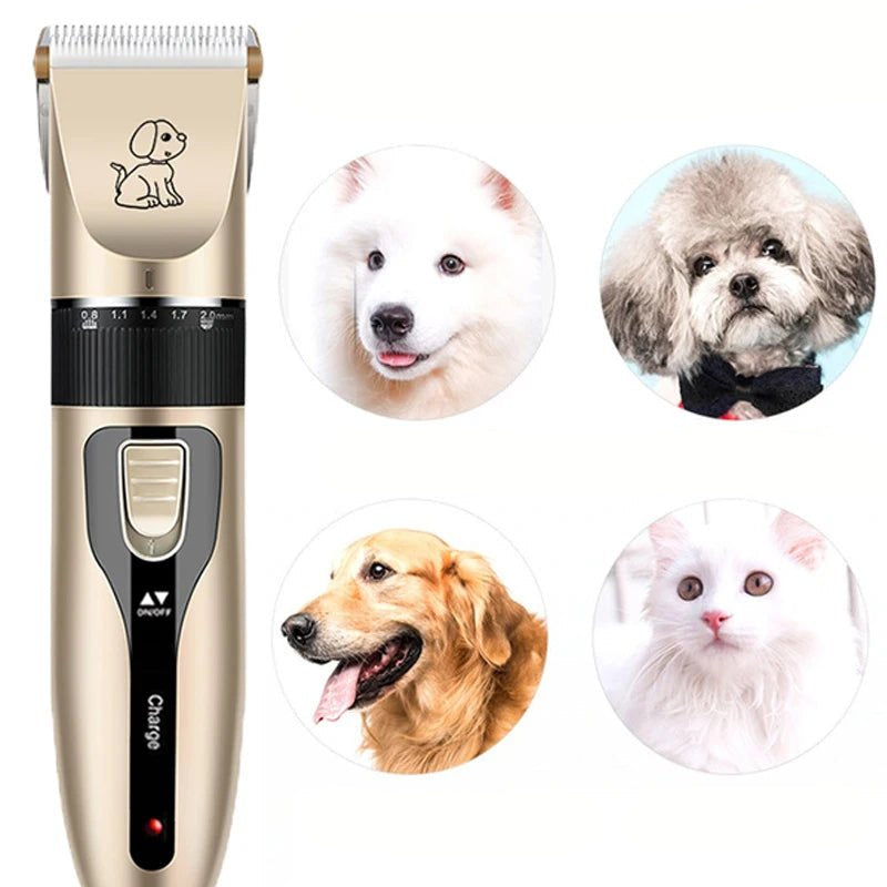 Ergonomic pet electric trimmer with ceramic blade, ideal for quiet, cordless cat and dog grooming