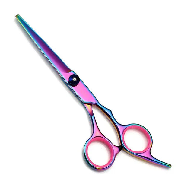 Sharp stainless steel dog grooming scissors, ideal for professional pet hair trimming.