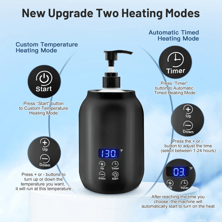 Sleek professional massage oil warmer, essential spa equipment for aestheticians and therapy rooms.