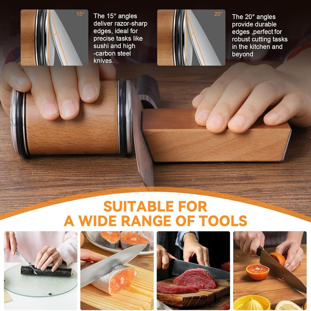 Advanced rolling blade sharpener, restoring razor-sharp edges with diamond and ceramic stages.