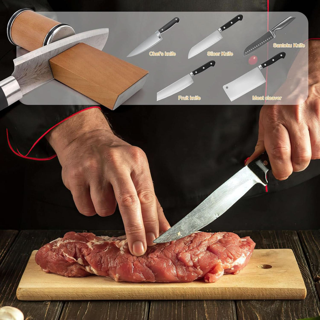 Get razor-sharp knives with this professional kitchen diamond knife sharpener & magnetic guide.