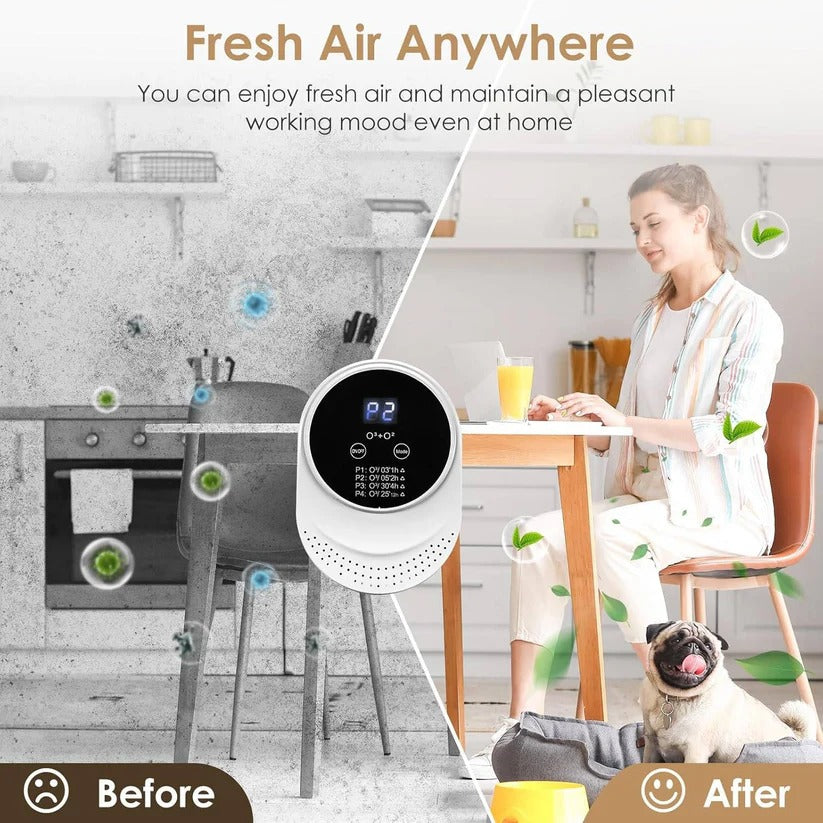 Ozone and negative ion air purifier for effective household & pet odor removal, keeping your home fresh.