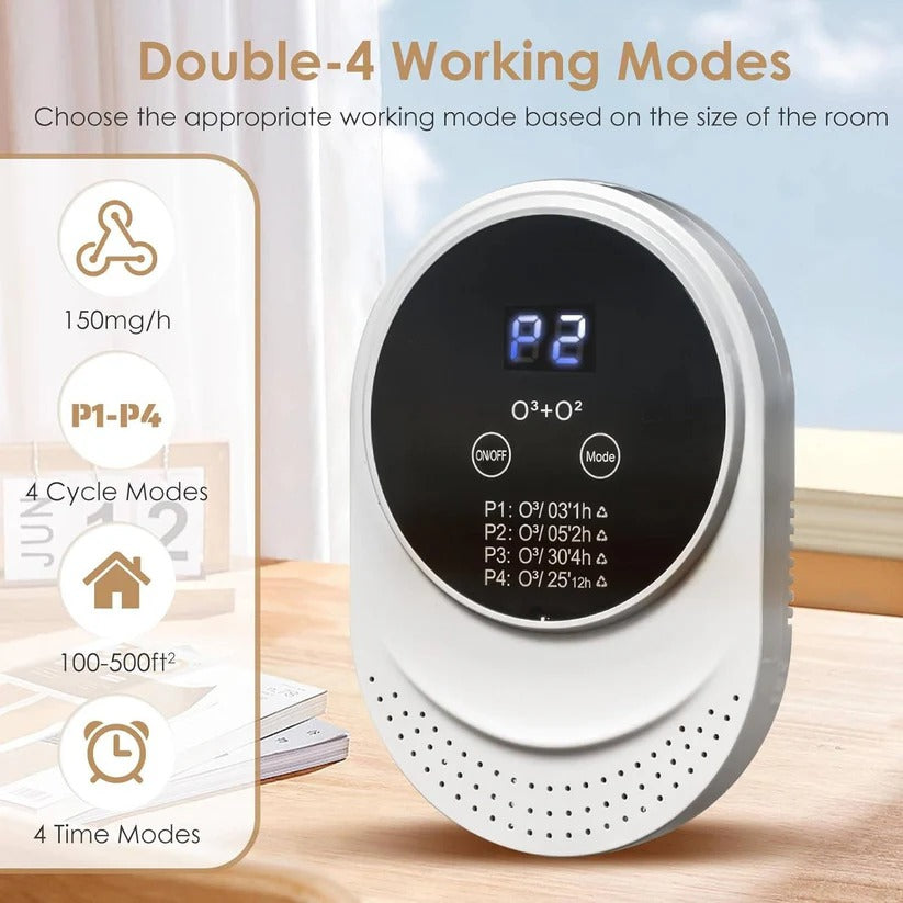 Wall mount automatic odor eliminator, ideal for pet odors & improving indoor air quality with ease.