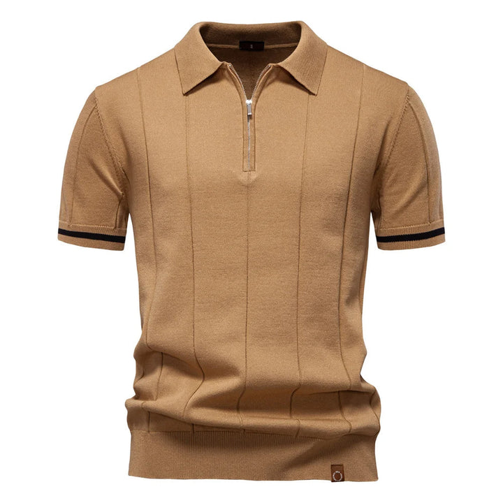 Elegant men's Monza quarter-zip collared shirt, soft knit for exceptional comfort and style.