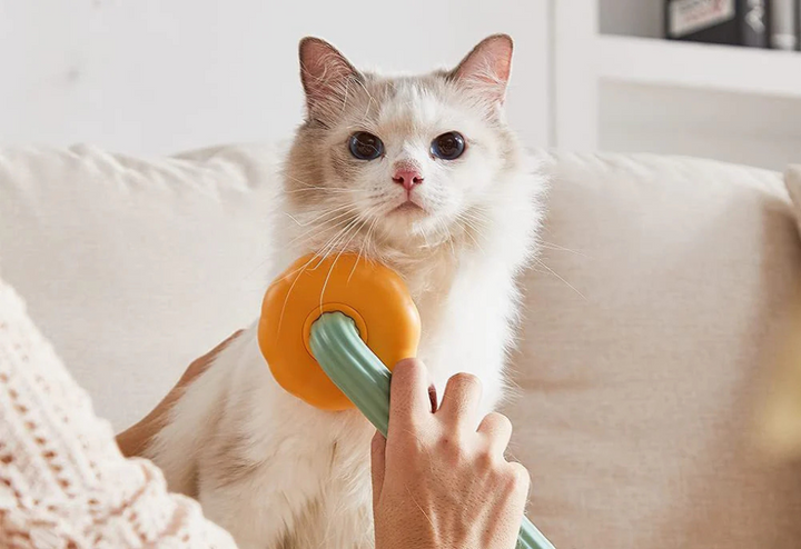 Pumpkin deshedding pet grooming brush for dogs & cats, easy clean hair removal tool