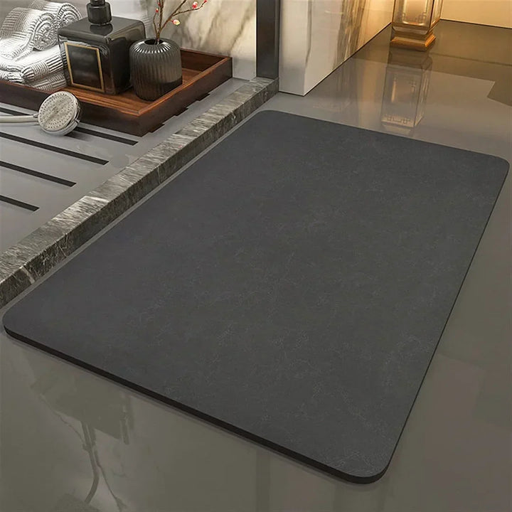 Eco-friendly quick dry diatomite mat. Absorbent non-slip bathroom floor mat for modern homes.