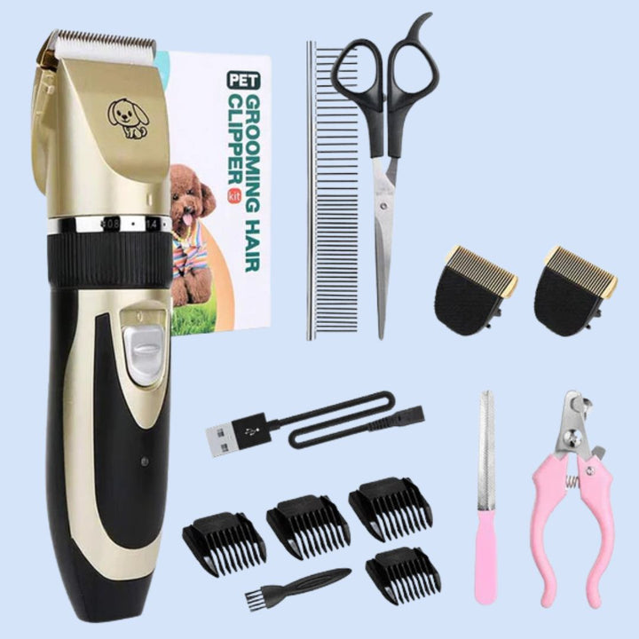 Quiet pet hair clipper with adjustable ceramic blades for gentle dog grooming and low noise