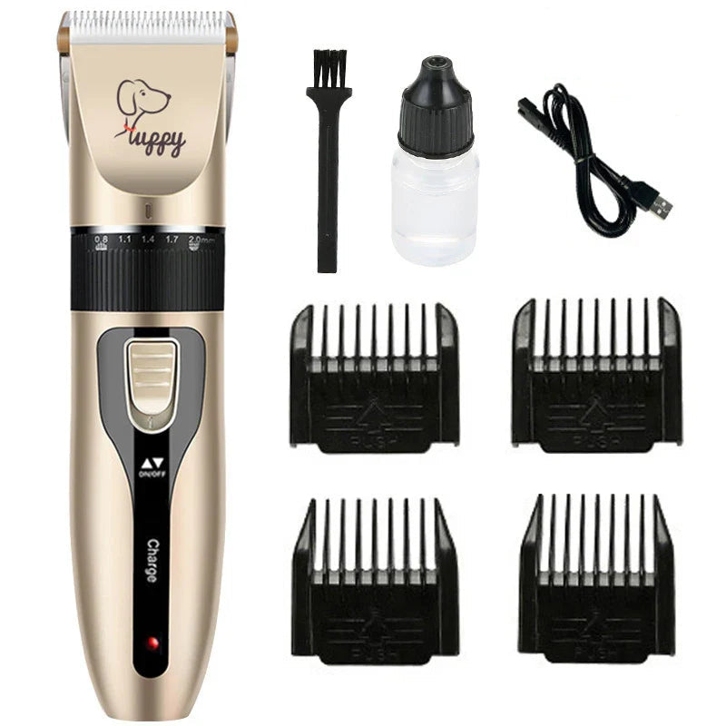 Quiet rechargeable pet grooming trimmer with ceramic blade for dogs and cats