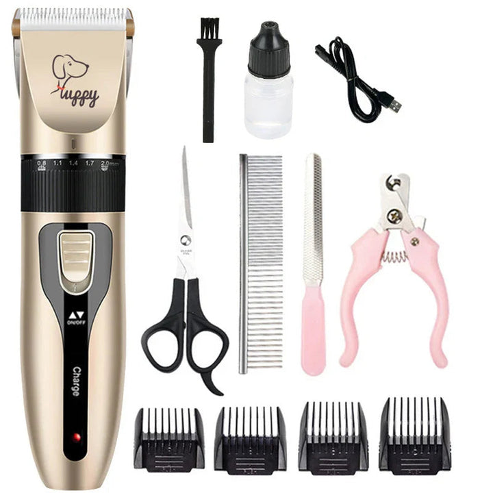 Rechargeable pet grooming tool for dogs and cats, featuring a ceramic blade