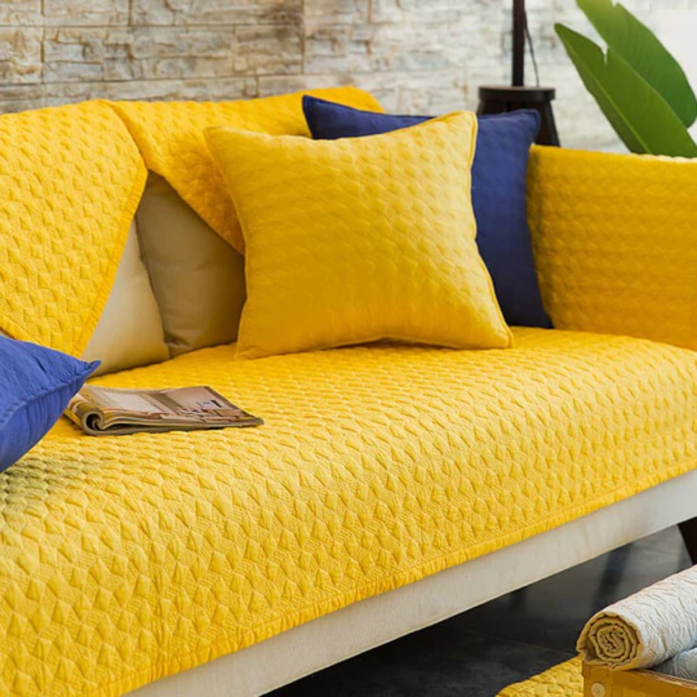 Practical quilted anti-slip sectional sofa cover providing stylish and sturdy furniture protection