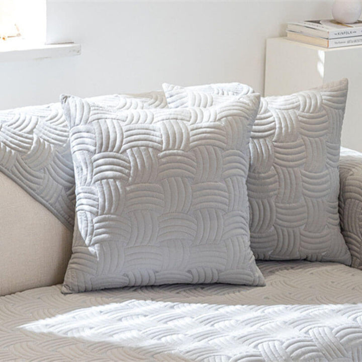 Sectional sofa cover with weave quilting, soft cotton, prevents pet damage