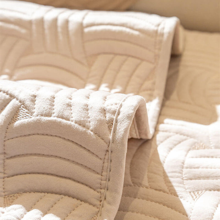 Soft cotton quilted sectional cover in a decorative weave pattern, pet safe