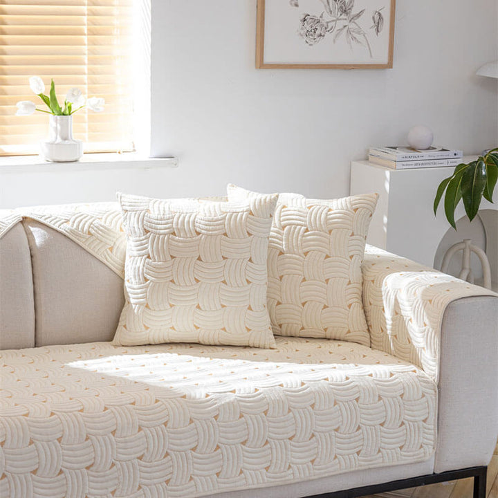 Home decor weave cotton sofa slipcover for sectional, stain and pet resistant