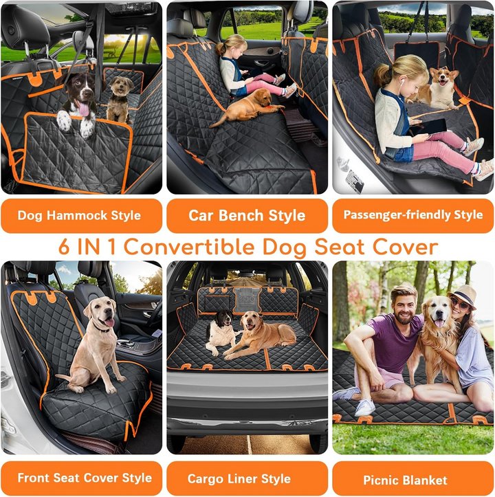 Durable pet seat protector for car interior; scratch-resistant & waterproof dog hammock cover.