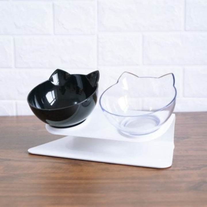 Ergonomic cat bowl set with raised design, perfect for healthy feeding and cervical protection.