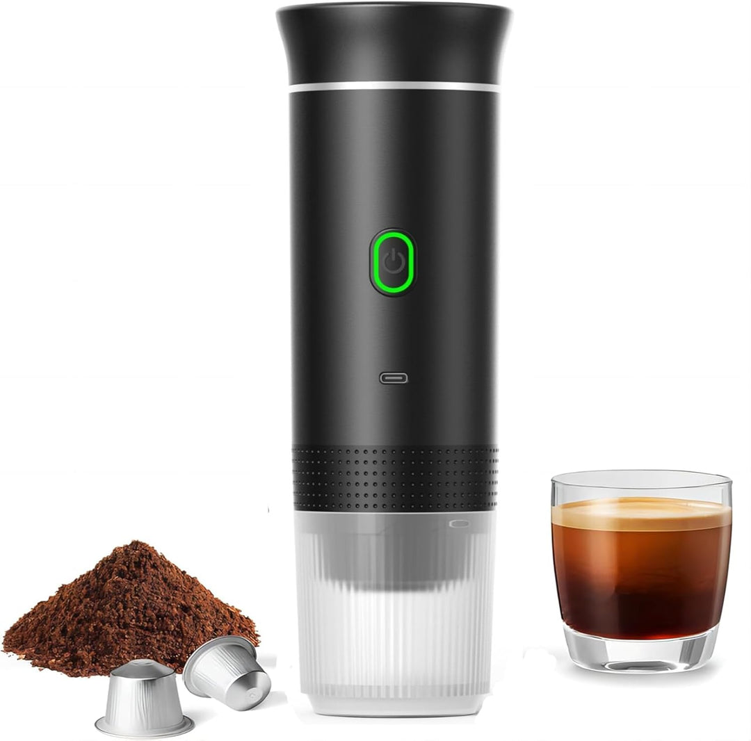 Raverno portable 3-in-1 espresso coffee maker with rechargeable battery, perfect for travel & camping.