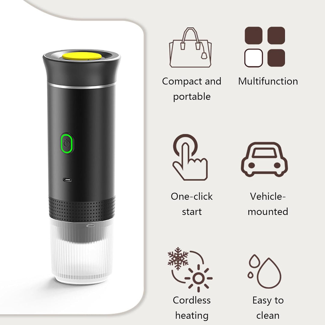 Rechargeable Raverno portable espresso maker for fresh coffee on the go, no power outlet needed.