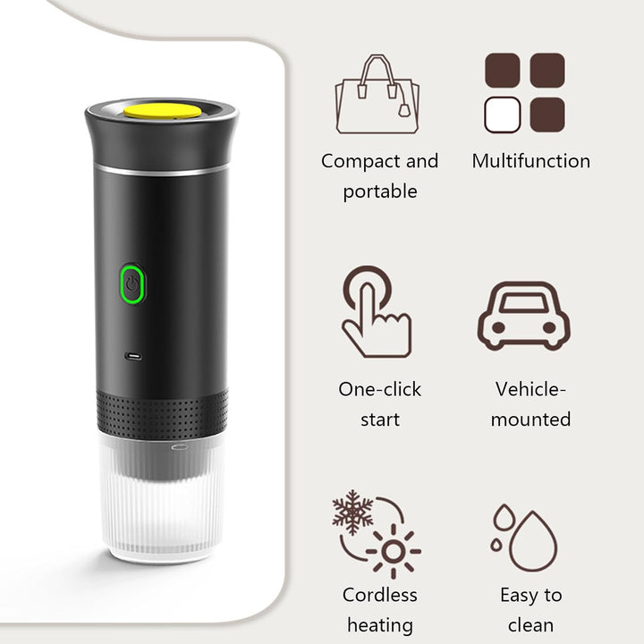 Rechargeable Raverno portable espresso maker for fresh coffee on the go, no power outlet needed.