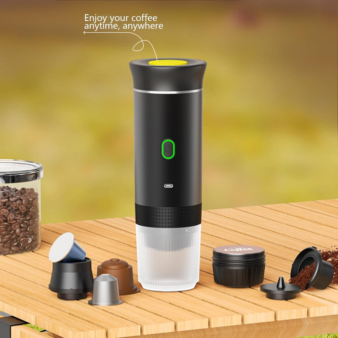 Easy to use Raverno portable espresso maker delivers quick, barista-quality coffee for home or travel.
