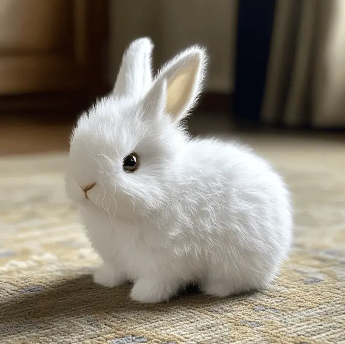 Realistic hopping rabbit toy with soft fur, perfect interactive plush animal for kids and home decor.