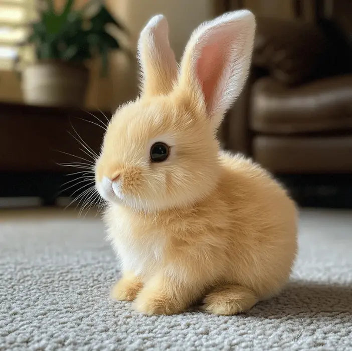 Soft fur realistic hopping rabbit, interactive animated plush toy for kids, ideal children's gift & home decor.