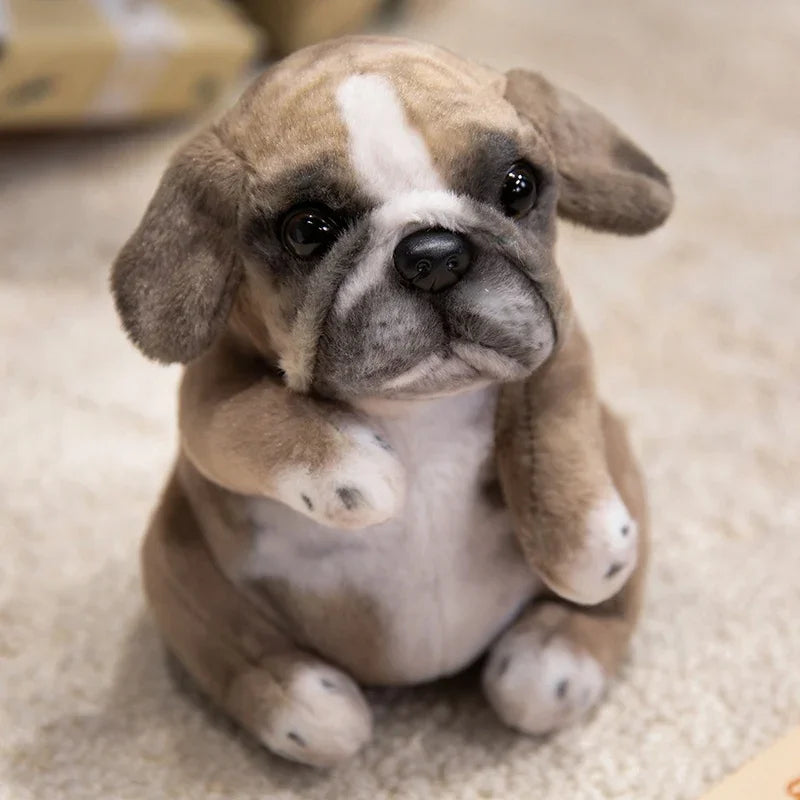 Unisex realistic puppy plush, combination of pug and poodle, soft and cuddly toy.