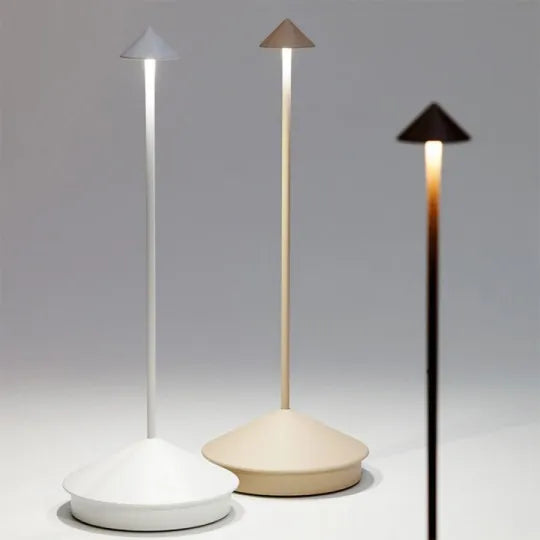 Rechargeable cordless LED table lamp for portable ambient lighting & home decor.