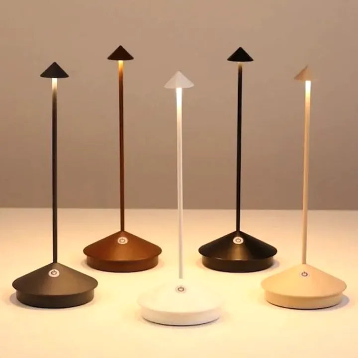 Contemporary LED table lamp, cordless & rechargeable, for stylish home lighting.