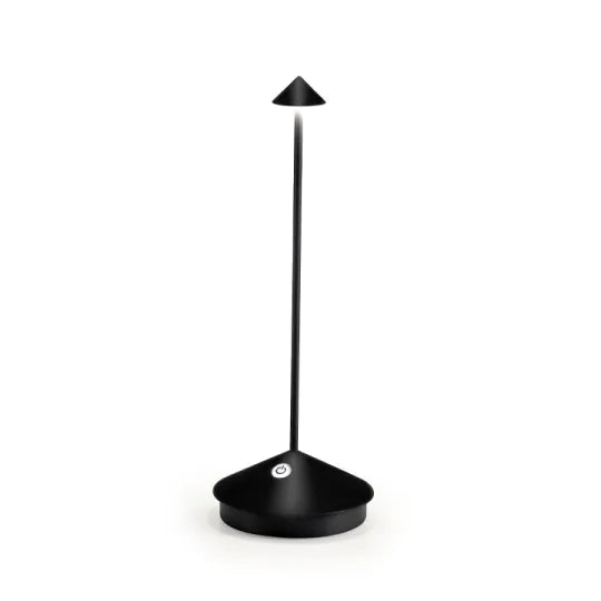 Portable rechargeable LED lamp, cordless, designed for beautiful ambient lighting.