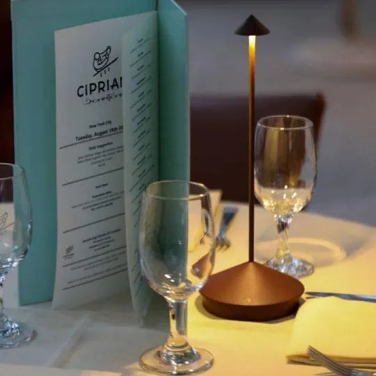 Modern LED portable lamp, cordless & rechargeable, great for accent and home decor.