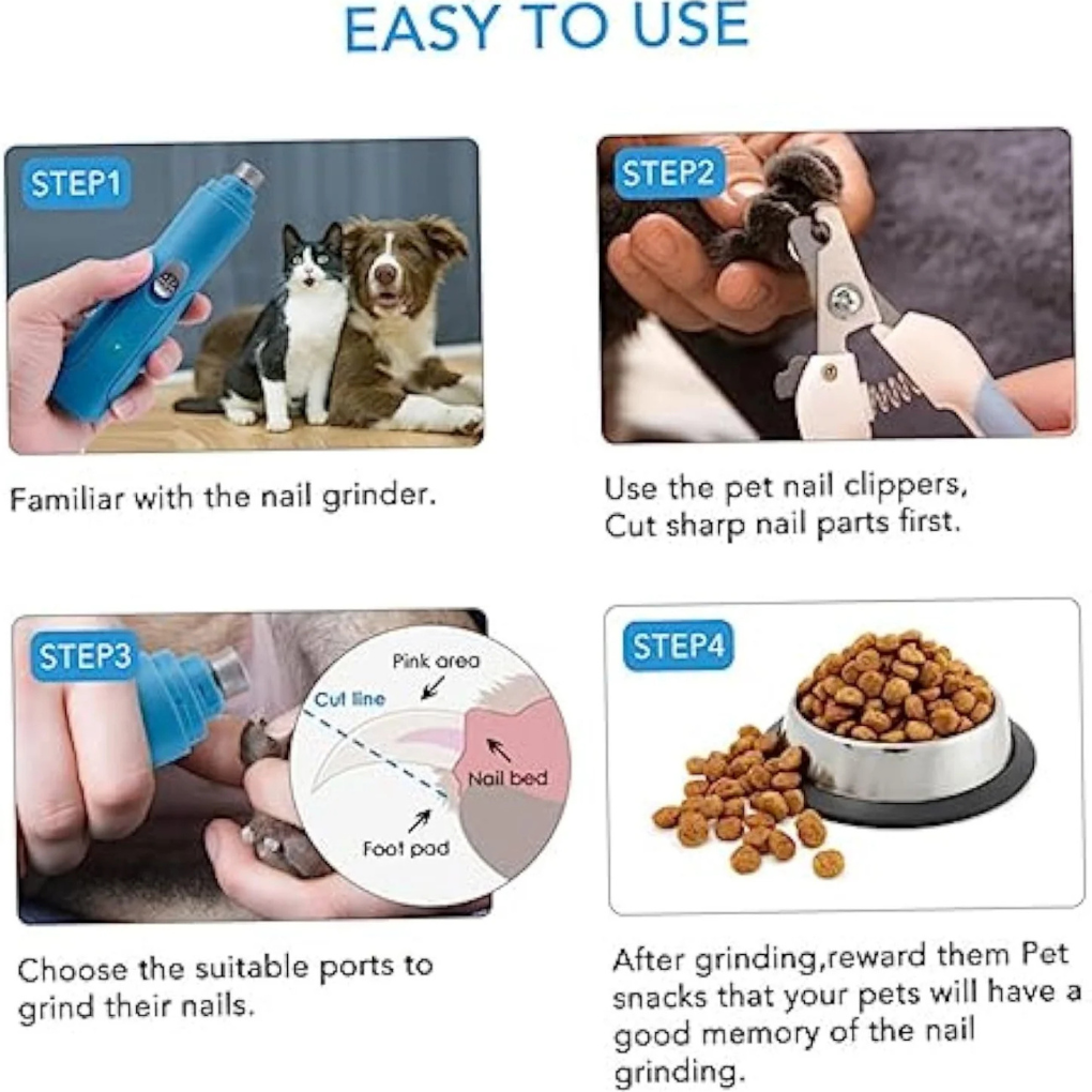 Pet Electric Nail Grinder for small animals, featuring a quiet motor and USB rechargeable design.