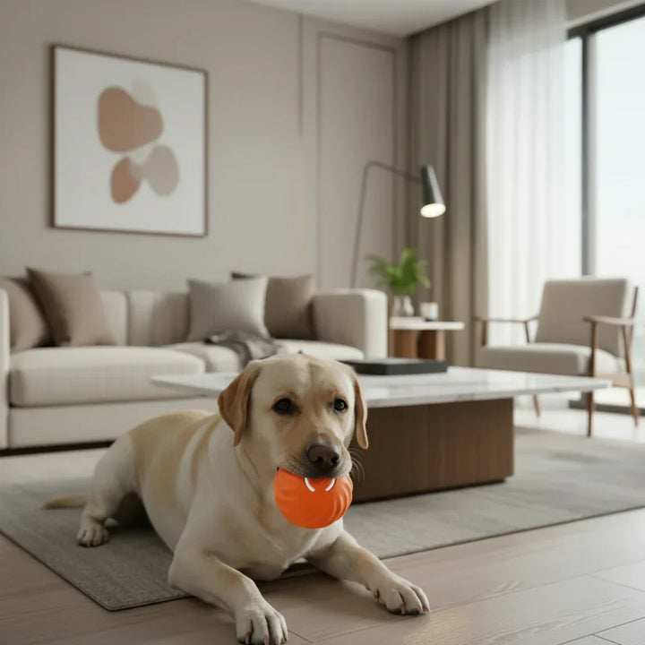 Rechargeable interactive dog ball for playful pets. Automatic bouncing toy for enrichment & exercise.