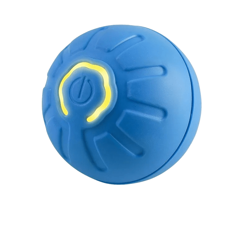 Rechargeable interactive dog ball being charged, ready for hours of automatic bouncing fun & enrichment.