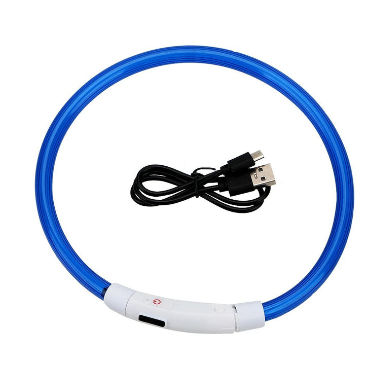 Rechargeable LED collar for dogs, featuring bright light for enhanced night visibility
